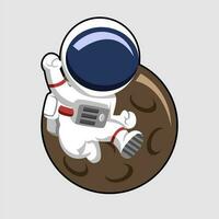 cute astronaut illustration designs with many styles in outer space vector
