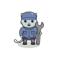 illustration of a cat with uniforms of various professions vector