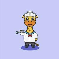 illustration of a giraffe with uniforms of various professions vector