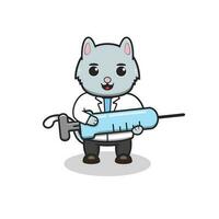 illustration of a cat with uniforms of various professions vector