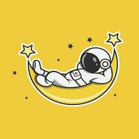 cute astronaut illustration designs with many styles in outer space vector