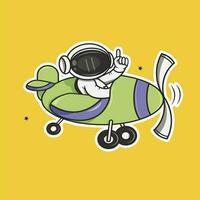 cute astronaut illustration designs with many styles in outer space vector