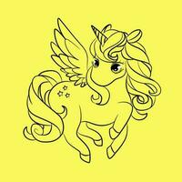 ilustración de unicornio o caballo con cuerno linda y adorable vector diseño