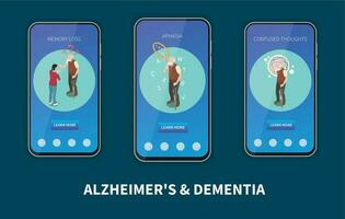 Dementia and Alzheimer Isometric Set vector