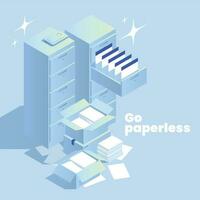 Go Paperless Isometric Concept vector