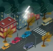 Colored Isometric Storm Weather Concept vector