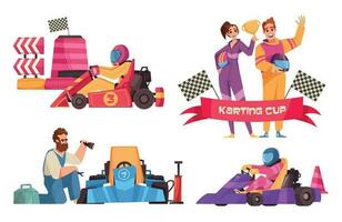 karting dibujos animados conjunto vector