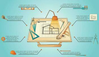 arquitecto proyecto infografía vector