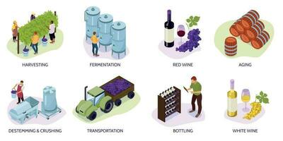 Isometric Vineyard Composition Set vector