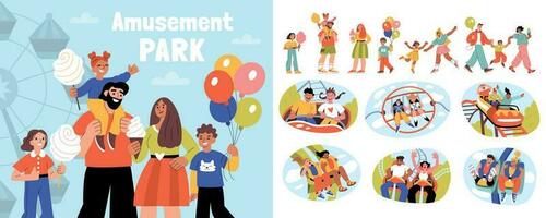 Amusement Park Flat Compositions vector