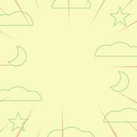 Abstract pattern background in comic style with icons of clouds, moon, stars and sunbeams. Vector for promotion of banners, posters, greeting cards, social media, web, presentations.