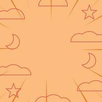 Abstract pattern background in comic style with icons of clouds, moon, stars and sunbeams. Vector for promotion of banners, posters, greeting cards, social media, web, presentations.