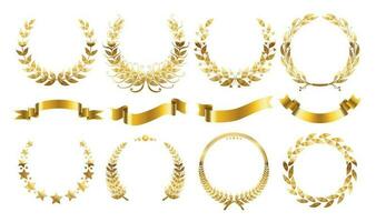 Golden Wreath Elements Set vector