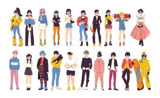 anime personas conjunto vector