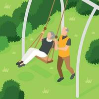 Senior Couple On Swing vector