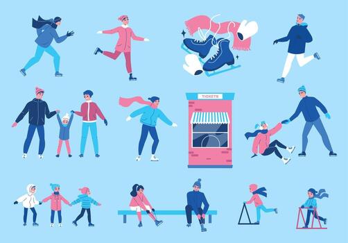 hielo Patinaje color conjunto vector