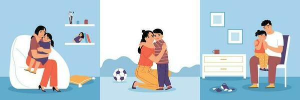 Parent Cuddles Square Compositions vector