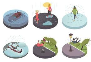 Bad Weather Isometric Compositions vector