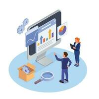 SEO Metrics Isometric Composition vector