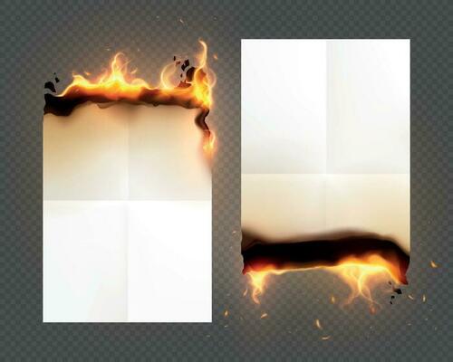 Burned Old Paper Realistic And Isolated Icon Set