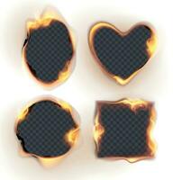 Burned Paper Realistic Isolated Icon Set vector