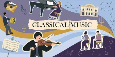 Classical Music Flat Collage vector