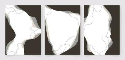 Abstract posters set for wall decoration. Vector art print.