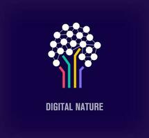 único digitalizado árbol logo. moderno color transiciones empresa alrededor digital naturaleza logo modelo. vector. vector