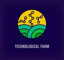 Creative technological farm logo. Unique color transitions. Unique nature and technology combination logo template. vector