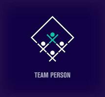 Creative team person logo. Unique color transitions. Connection human logo template in unique square. vector