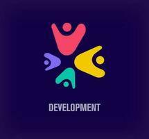 Creative human development logo. Unique color transitions. Unique education, company and teamwork logo template. vector