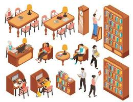 Library Isometric Set vector