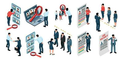 Recruiting Isometric Set vector