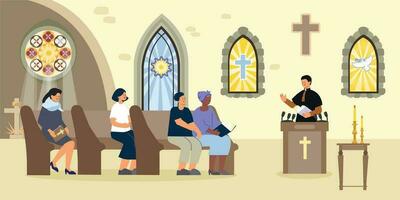 Interior Of Church Composition vector