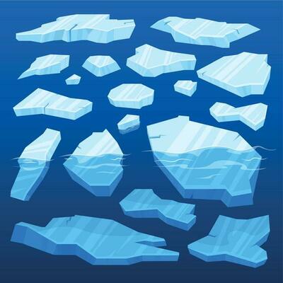 Frozen Arctic Cracked Ice Icon Set