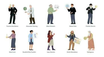 Inventor Scientist Personalities Set vector