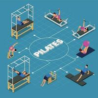 Pilates Isometric Flowchart Composition vector