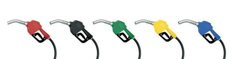 Fuel Gas Handle Pump Nozzle Realistic Set vector