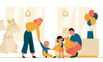 Stressed Parenting Concept vector