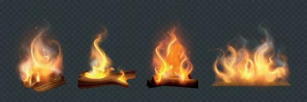 Campfire Realistic Set vector