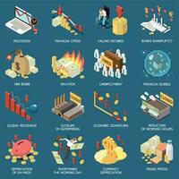 Economic Recession Isometric Compositions vector