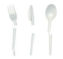 Broken Disposable Tableware Realistic Set vector