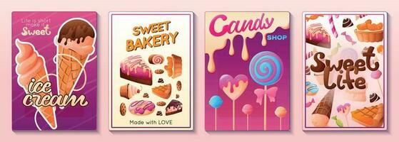 Candy Shop Posters Set vector