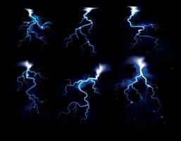 Flash Of Lightning Realistic Set vector