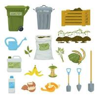 Compost Composting Flat Icon Set vector