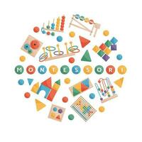 Montessory Educational Games Round Concept vector