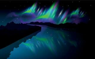 Polar Lights In Night Sky vector