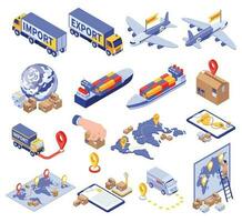 Isometric Cargo Icon Set vector