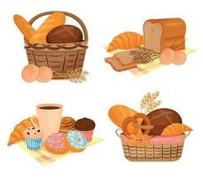 Bakery Products Compositions Set vector