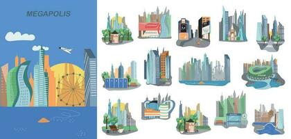 Megapolis City Composition Set vector